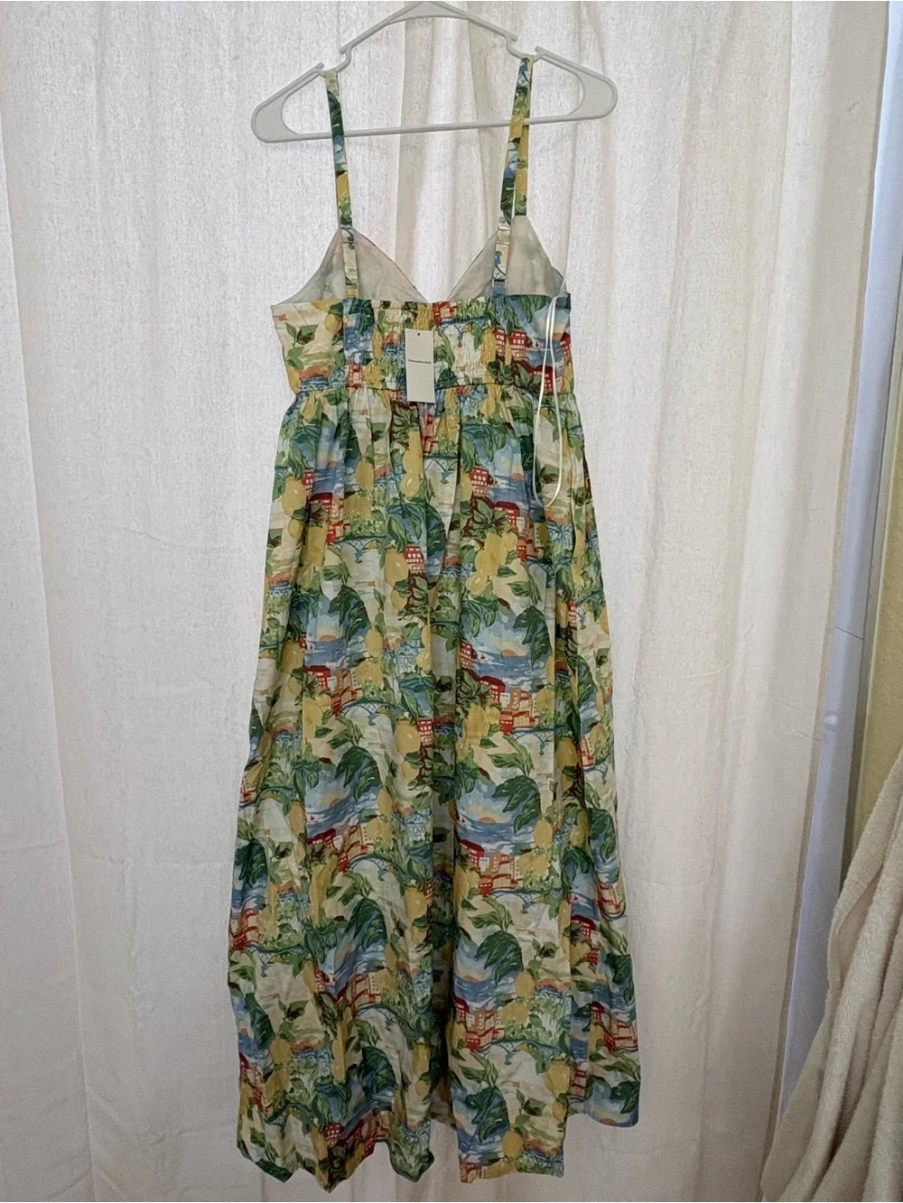 Tropical Print Spaghetti Strap Maxi Dress - Yellow & Green